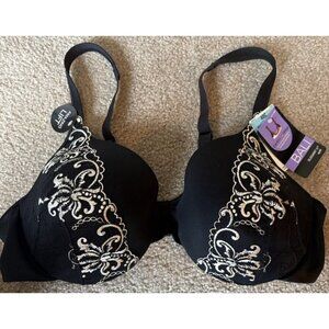 Bali Women’s Elegant U Uplifting Support Underwire Bra Black w Gold 40C NWT